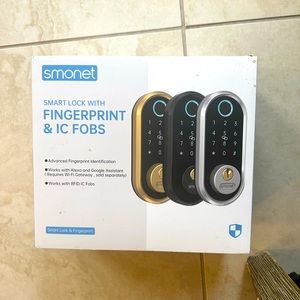 Never opened SMONET smart lock with fingerprints and IC Fobs.
